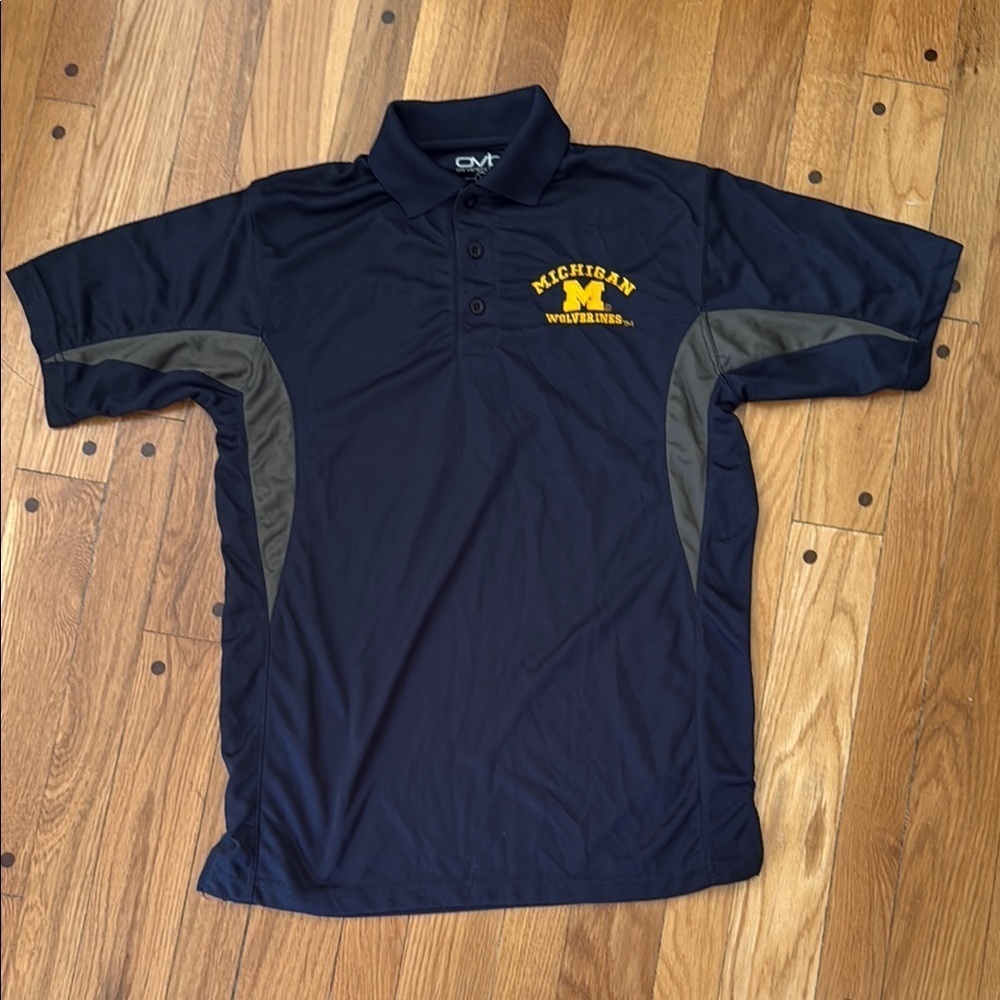 University of Michigan U of M Men's Navy Polo Shirt Embroidered Logo Size M